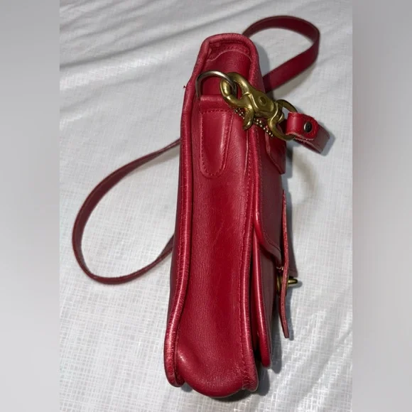 Coach Vintage from 1994 Station bag Red Leather Crossbody Bag L4C-5130 - Picture 4 of 11